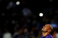 Porto's Maicon reacts after losing at La Rosaleda stadium in Malaga on March 13, 2013